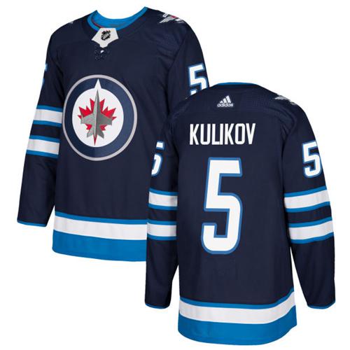 Adidas Men Winnipeg Jets 5 Dmitry Kulikov Navy Blue Home Authentic Stitched NHL Jersey